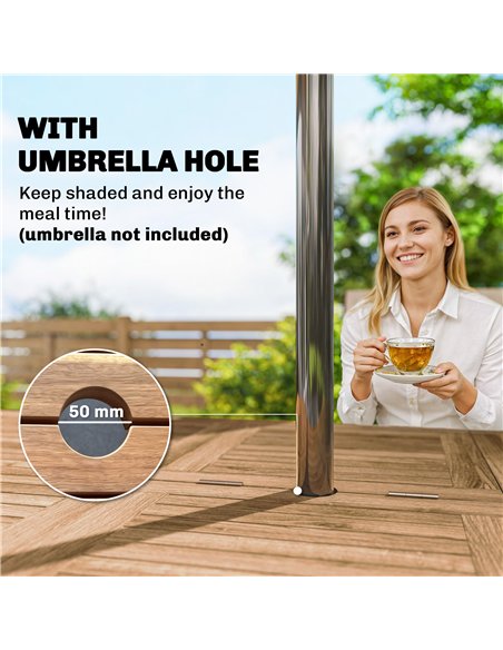 Outsunny Extending Garden Table, Outdoor Dining Table for 6-8 with Acacia Wood Slatted Tabletop for Balcony Porch - pic 180055 | FastDaddyshop