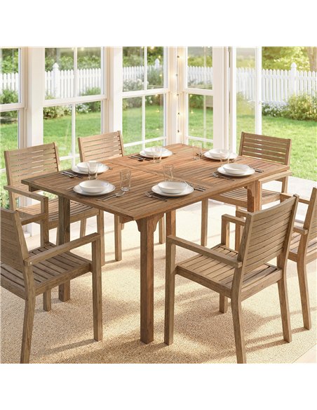 Outsunny Extending Garden Table, Outdoor Dining Table for 6-8 with Acacia Wood Slatted Tabletop for Balcony Porch - pic 180056 | FastDaddyshop