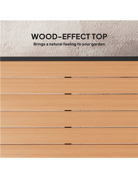 Outsunny 78 cm Garden Dining Table for 4 People, Square Outdoor Coffee End Side Table with Aluminium Legs, Natural Wood Finish - pic 180062 | FastDaddyshop