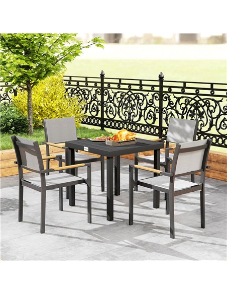 Outsunny 78 cm Garden Dining Table for 4 People, Square Outdoor Coffee End Side Table with Aluminium Legs, Black - pic 180076 | FastDaddyshop
