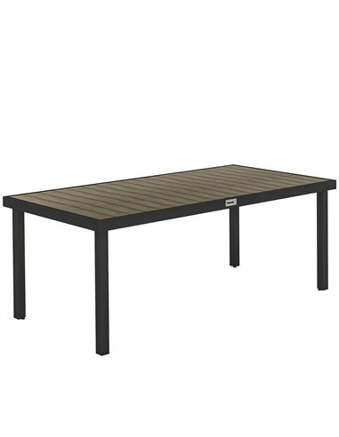 Outsunny Aluminium Outdoor Garden Dining Table for 8 People, Faux Wood Top, for Garden, Patio, 190 x 90 x 74cm, Brown