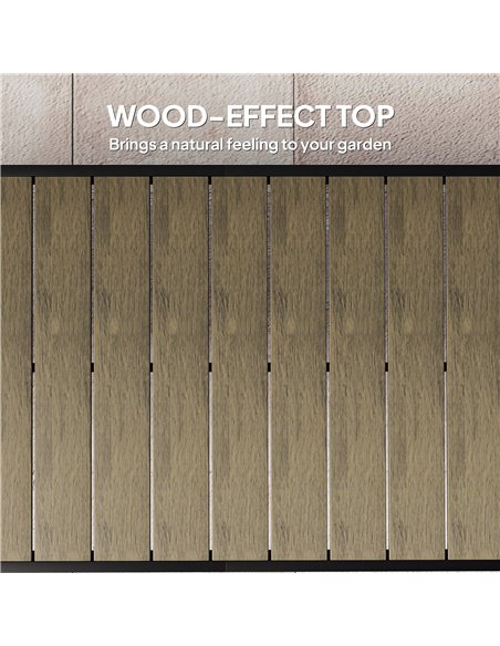 Outsunny Aluminium Outdoor Garden Dining Table for 8 People, Faux Wood Top, for Garden, Patio, 190 x 90 x 74cm, Brown - pic 180080 | FastDaddyshop
