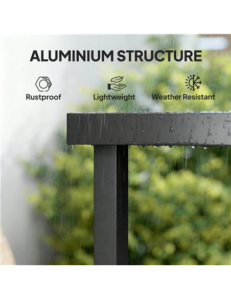 Outsunny Aluminium Outdoor Garden Dining Table for 8 People, Faux Wood Top, for Garden, Patio, 190 x 90 x 74cm, Brown - pic 180082 | FastDaddyshop