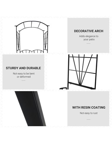 Outsunny Garden Bench, 2 Seater Outdoor Patio Bench, Metal Garden Loveseat with Arch for Vines and Climbing Plants, Black