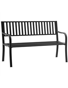 Outsunny Metal Garden Bench Loveseat with Slatted Seat, Black