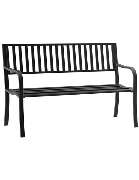 Outsunny Metal Garden Bench Loveseat with Slatted Seat, Black - pic 180095 | FastDaddyshop
