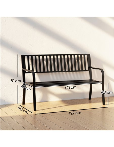 Outsunny Metal Garden Bench Loveseat with Slatted Seat, Black - pic 180097 | FastDaddyshop
