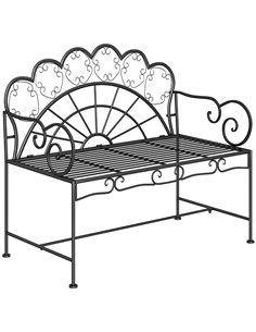 Outsunny Metal Garden Bench Loveseat with Slatted Seat, Black