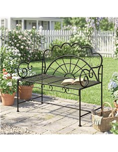 Outsunny Metal Garden Bench Loveseat with Slatted Seat, Black 2