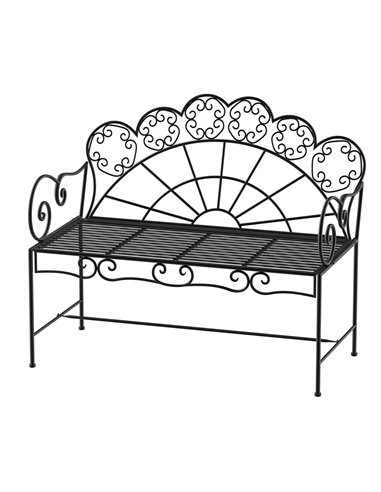 Outsunny Metal Garden Bench Loveseat with Slatted Seat, Black