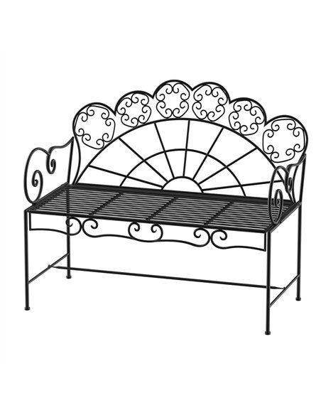 Outsunny Metal Garden Bench Loveseat with Slatted Seat, Black - pic 180121 | FastDaddyshop