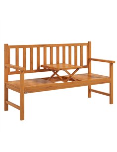 Outsunny Wooden Bench with Liftable Middle Table, Outdoor Bench, Patio Loveseat for Porch, Garden, Seats 2-3 People