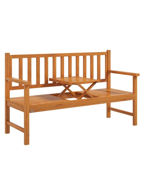 Outsunny Wooden Bench with Liftable Middle Table, Outdoor Bench, Patio Loveseat for Porch, Garden, Seats 2-3 People - pic 180131 | FastDaddyshop