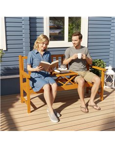 Outsunny Wooden Bench with Liftable Middle Table, Outdoor Bench, Patio Loveseat for Porch, Garden, Seats 2-3 People 2
