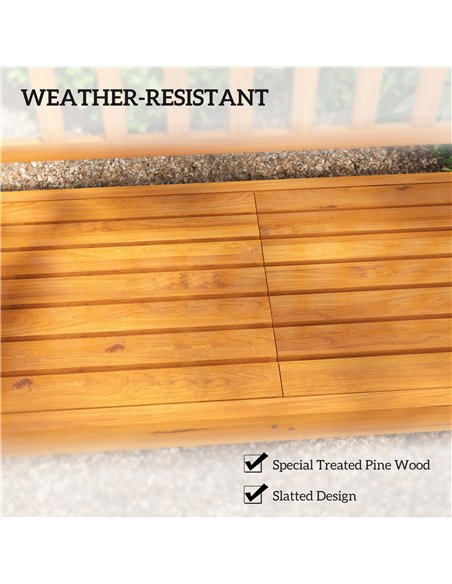 Outsunny Wooden Bench with Liftable Middle Table, Outdoor Bench, Patio Loveseat for Porch, Garden, Seats 2-3 People - pic 180135 | FastDaddyshop