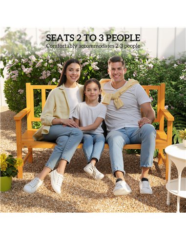 Outsunny Wooden Bench with Liftable Middle Table, Outdoor Bench, Patio Loveseat for Porch, Garden, Seats 2-3 People