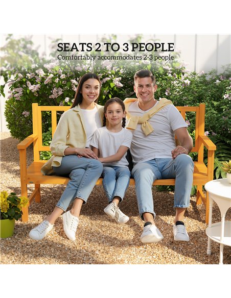 Outsunny Wooden Bench with Liftable Middle Table, Outdoor Bench, Patio Loveseat for Porch, Garden, Seats 2-3 People - pic 180136 | FastDaddyshop