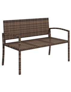 Outsunny All Weather Wicker Garden Loveseat, 2 Seater Poly Rattan Garden Bench, Outdoor Seating Bench Brown