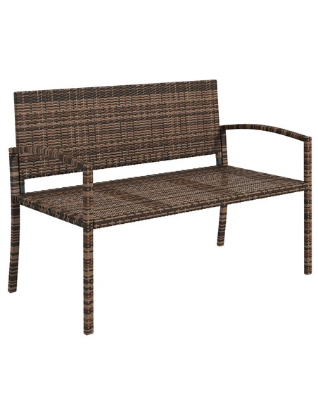 Outsunny All Weather Wicker Garden Loveseat, 2 Seater Poly Rattan Garden Bench, Outdoor Seating Bench Brown - pic 180140 | FastDaddyshop