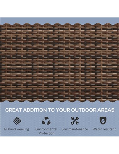 Outsunny All Weather Wicker Garden Loveseat, 2 Seater Poly Rattan Garden Bench, Outdoor Seating Bench Brown