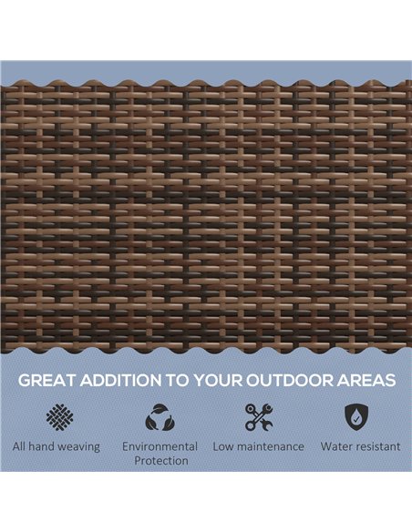 Outsunny All Weather Wicker Garden Loveseat, 2 Seater Poly Rattan Garden Bench, Outdoor Seating Bench Brown - pic 180144 | FastDaddyshop