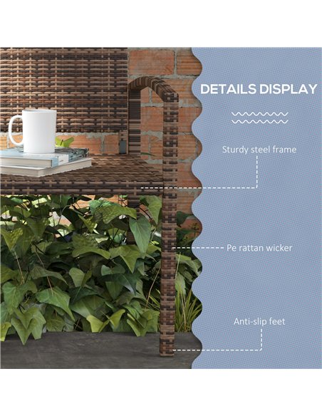 Outsunny All Weather Wicker Garden Loveseat, 2 Seater Poly Rattan Garden Bench, Outdoor Seating Bench Brown - pic 180145 | FastDaddyshop