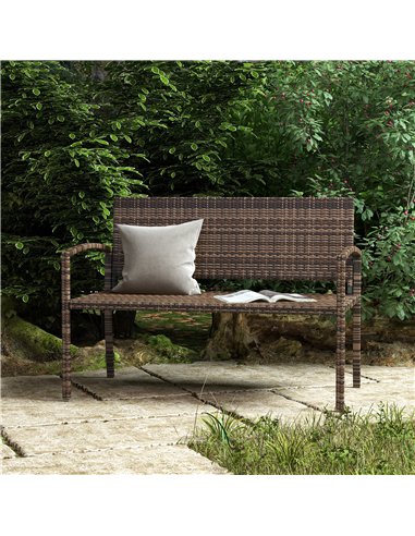 Outsunny All Weather Wicker Garden Loveseat, 2 Seater Poly Rattan Garden Bench, Outdoor Seating Bench Brown