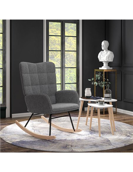HOMCOM Living Room Furniture Set, Wingback Rocking Chair and Two Nesting Coffee Tables, White and Dark Grey - pic 180159 | FastDaddyshop