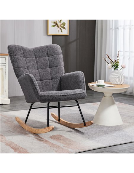 HOMCOM Living Room Furniture Set, Wingback Rocking Chair and Two Nesting Coffee Tables, White and Dark Grey - pic 180165 | FastDaddyshop
