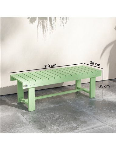 Outsunny Wooden Garden Bench, Backless Outdoor Loveseat with Slatted Seat, Light Green