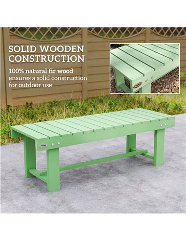 Outsunny Wooden Garden Bench, Backless Outdoor Loveseat with Slatted Seat, Light Green