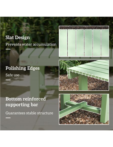Outsunny Wooden Garden Bench, Backless Outdoor Loveseat with Slatted Seat, Light Green - pic 180190 | FastDaddyshop