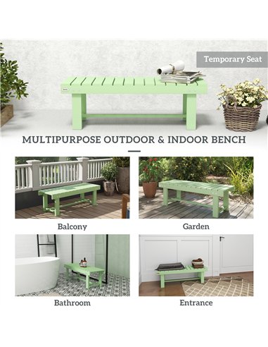 Outsunny Wooden Garden Bench, Backless Outdoor Loveseat with Slatted Seat, Light Green