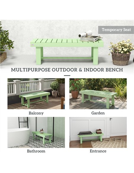 Outsunny Wooden Garden Bench, Backless Outdoor Loveseat with Slatted Seat, Light Green - pic 180191 | FastDaddyshop