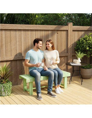 Outsunny Wooden Garden Bench, Backless Outdoor Loveseat with Slatted Seat, Light Green