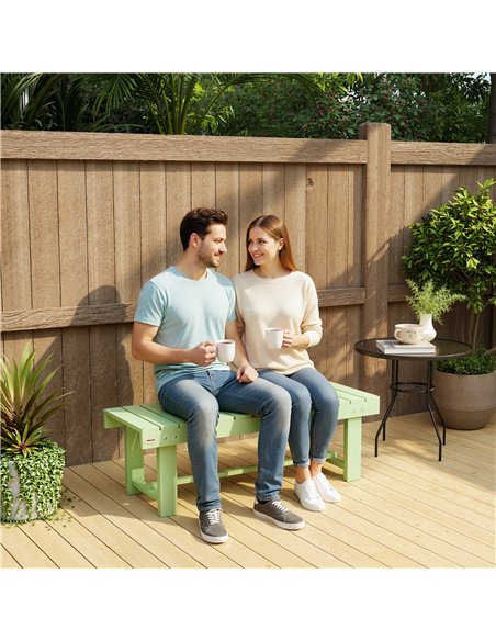 Outsunny Wooden Garden Bench, Backless Outdoor Loveseat with Slatted Seat, Light Green - pic 180192 | FastDaddyshop