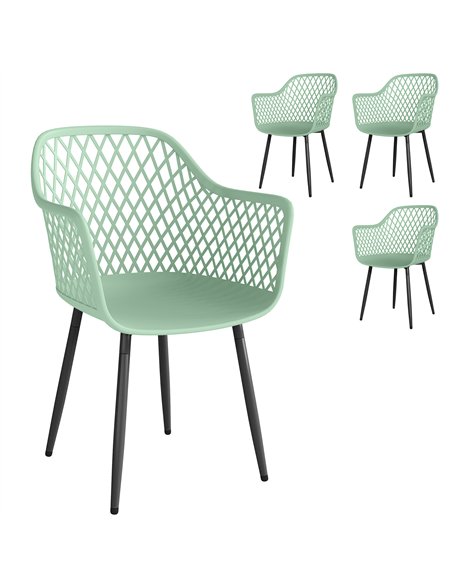Outsunny Garden Chairs Set of 4, Garden Dining Chairs with Cut Out Diamond Back and Armrests for Patio, Balcony, Terrace, Green - pic 180194 | FastDaddyshop