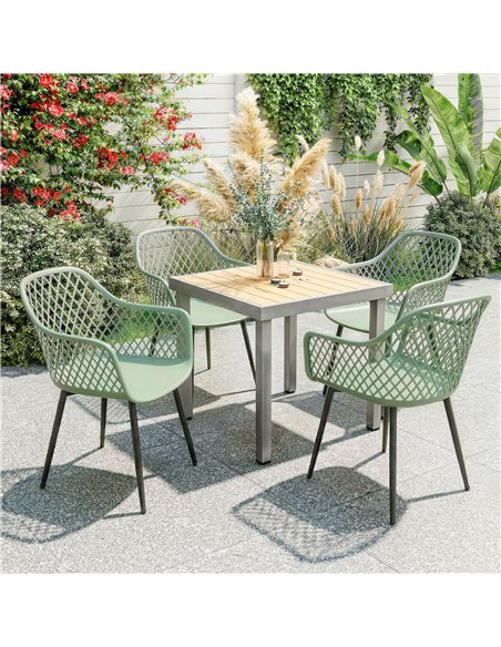 Outsunny Garden Chairs Set of 4, Garden Dining Chairs with Cut Out Diamond Back and Armrests for Patio, Balcony, Terrace, Green - pic 180195 | FastDaddyshop