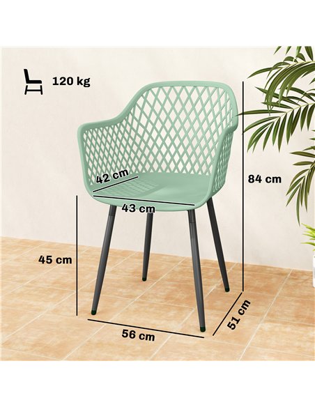 Outsunny Garden Chairs Set of 4, Garden Dining Chairs with Cut Out Diamond Back and Armrests for Patio, Balcony, Terrace, Green - pic 180196 | FastDaddyshop