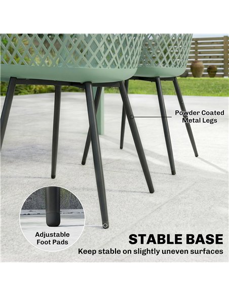 Outsunny Garden Chairs Set of 4, Garden Dining Chairs with Cut Out Diamond Back and Armrests for Patio, Balcony, Terrace, Green - pic 180200 | FastDaddyshop