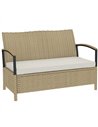 Outsunny 125L Garden Storage Bench, 2 Seater PE Rattan Outdoor Bench Storage Box with Padded Cushion, Khaki