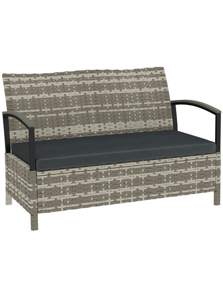 Outsunny 125L Garden Storage Bench, 2 Seater PE Rattan Outdoor Bench Storage Box with Padded Cushion, Dark Grey - pic 180212 | FastDaddyshop