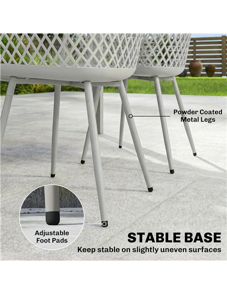 Outsunny Garden Chairs Set of 4, Garden Dining Chairs with Cut Out Diamond Back and Armrests for Patio, Balcony, Terrace, Grey - pic 180227 | FastDaddyshop