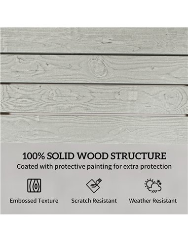 Outsunny Outdoor Garden Loveseat, Embossed Wooden Jack and Jill Garden Seat with Integrated Table, Grey