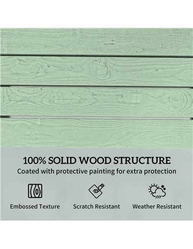 Outsunny Outdoor Garden Loveseat, Embossed Wooden Jack and Jill Garden Seat with Integrated Table, Green