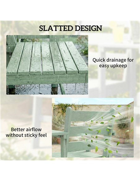 Outsunny Outdoor Garden Loveseat, Embossed Wooden Jack and Jill Garden Seat with Integrated Table, Green - pic 180263 | FastDaddyshop