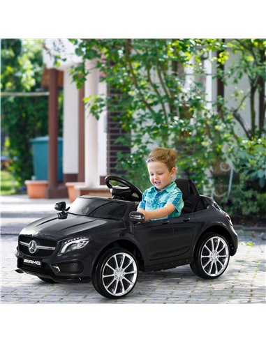 HOMCOM 3+ Kids Electric Car Mercedes Benz GLA Licensed 6V with Headlight, Music, Remote, Black