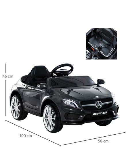 HOMCOM 3+ Kids Electric Car Mercedes Benz GLA Licensed 6V with Headlight, Music, Remote, Black - pic 18028 | FastDaddyshop