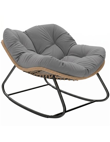 Outsunny Indoor Outdoor Rocking Chair, Oversized Rocking Egg Chair with Cushion for Living Room, Garden, Patio, Grey - pic 180284 | FastDaddyshop