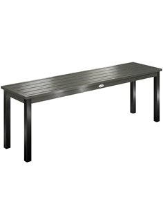 Outsunny 2 Seater Garden Bench, Outdoor Bench Loveseat with Wood-Effect Slatted Seat and Steel Frame for Patio, Park, Grey